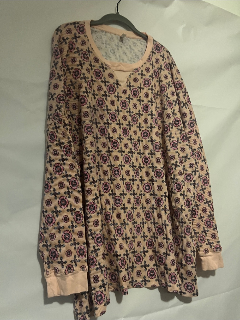 Free people Thermal intimately Pink waffle knit  Sweater Top size Large